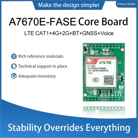 SIMCom A7670E-FASE LTE Cat1 Wireless Communication Module A7670EFASE Cellular Development Core Board Support 2G 4G Voice BT GNSS