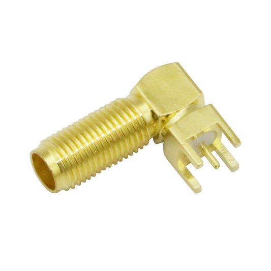 RF Coaxial Right Angle SMA Female Connector PCB Mounting 19.5mm Screw