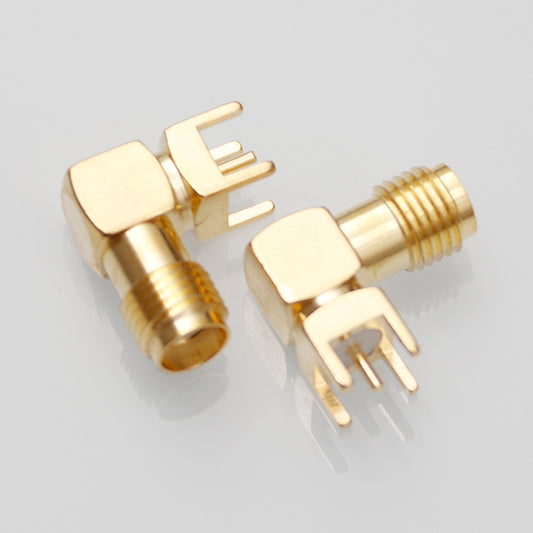RF Coaxial Right Angle SMA Female Connector PCB Mounting