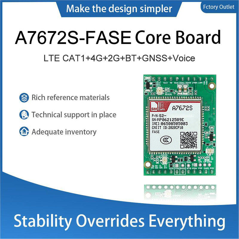 SIMCom A7672S-FASE LTE Cat1 Wireless Communication Module A7672S Development Core Board Support 2G 4G Voice BT GNSS