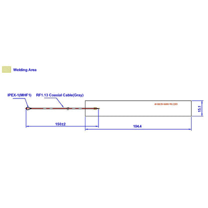 890~960MHz 1710~1880MHz 104.4×15.1mm 4G LTE FPC Antenna support GSM/LTE