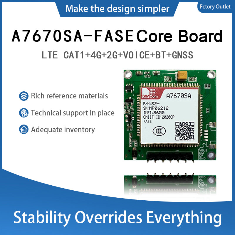 SIMCom A7670SA-FASE LTE Cat.1 Wireless Communication Module 4G Development Core Board A7670SA Support 4G 2G Voice BT GNSS